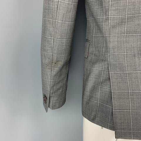 THE KOOPLES Size 36 Grey Window Pane Wool Peak Lapel Sport Coat