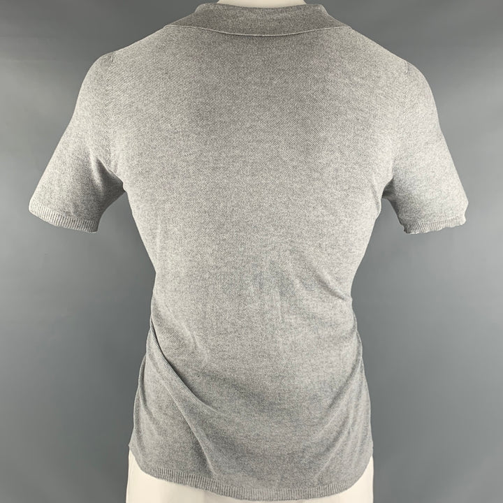 GIORGIO ARMANI Size 12 Grey Silk V-Neck Polo Shirt