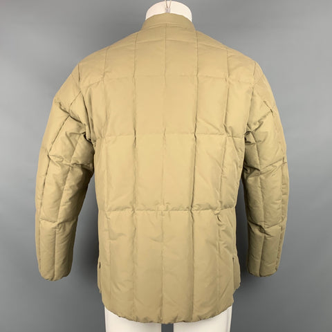 SNOW PEAK Size M Olive Quilted Cotton / Linen Down Filled Zip Up Jacket