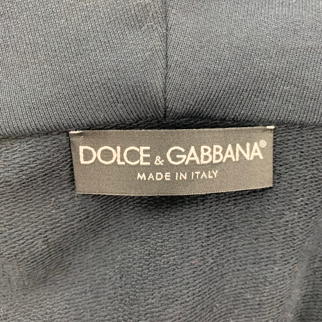 DOLCE & GABBANA Size 42 Midnight Blue Cotton Hoodie Jacket