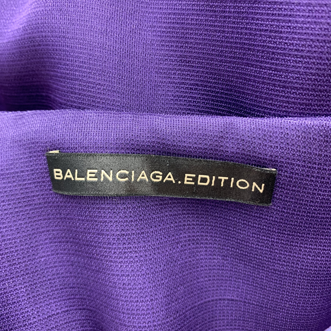 BALENCIAGA Size 6 Purple Silk Sleeveless Ruffle Skirt Sheath Cocktail Dress