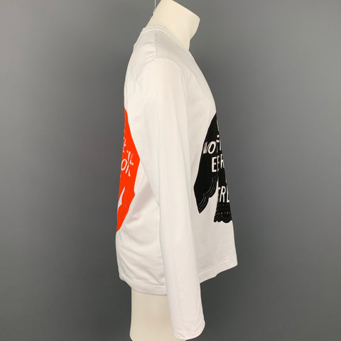 COMME des GARCONS HOMME PLUS Size L White & Black Graphic Cotton T-shirt