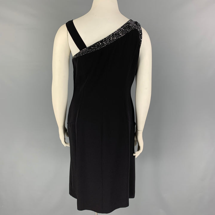 GIORGIO ARMANI Size 12 Black Rhinestones Wrap Dress