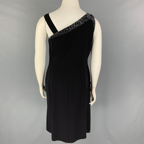 GIORGIO ARMANI Vestido cruzado con pedrería negro talla 12