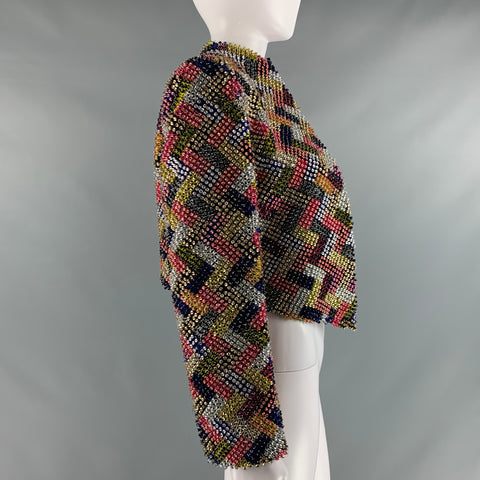 RUBIN SINGER Chaqueta asimétrica en zigzag de seda multicolor talla M