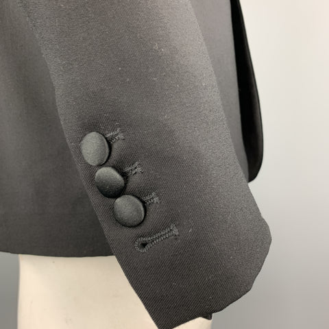 SANDRO Taille 44 Manteau de sport Tuexo à revers en satin de laine noir