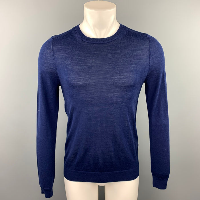 SANDRO Size S Navy Merino Wool Crew-Neck Pullover