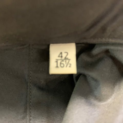 VALENTINO Size L Navy Black Solid Cotton Hidden Placket Long Sleeve Shirt