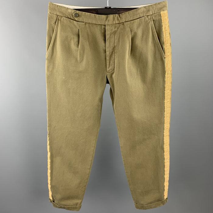 PALM ANGELS Size 36 Olive Washed Cotton Button Fly Casual Pants