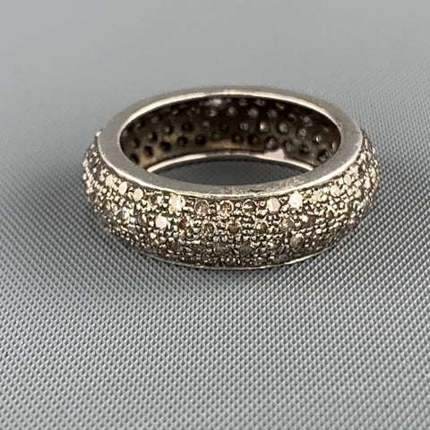 RENEE SHEPPARD sz 6.5 Sterling Silver Pave Diamond Encrusted Band Ring