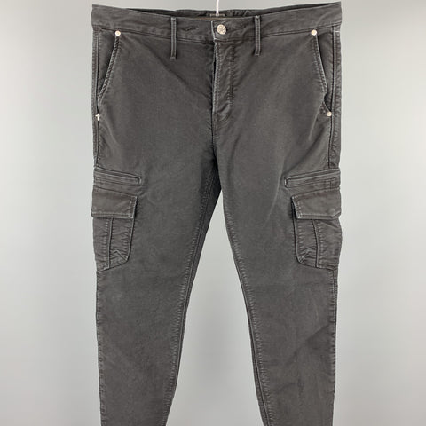 RtA Size 33 Black Washed Cotton Blend 32 Cargo Pockets Casual Pants