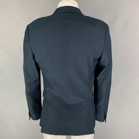 PAUL SMITH Kensington Fit Size 40 Regular Teal Black Grid Wool Notch Lapel Sport Coat