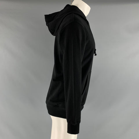 COMME des GARCONS Size M Black Green Logo Cotton Hoodie Sweatshirt
