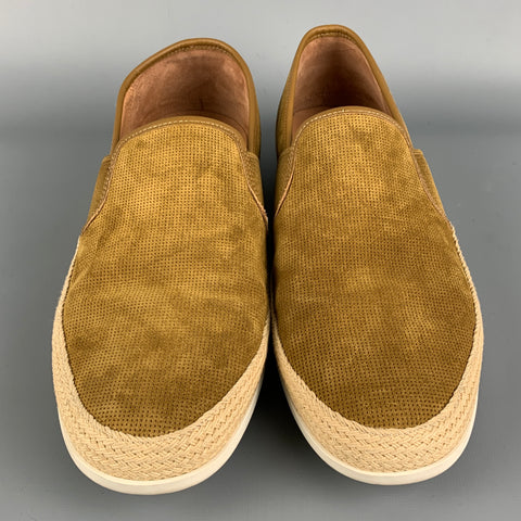 VINCE Talla 10.5 Mocasines sin cordones de ante perforados beige
