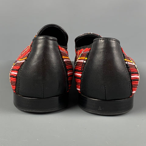 DONALD J PLINER Size 12 Red Multi-Color Beaded Leather Slip On Loafers