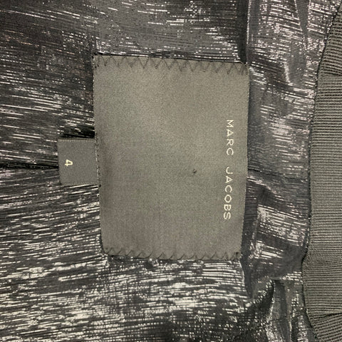 MARC JACOBS Abrigo con cinturón de tweed en mezcla de polivinilo en negro y dorado talla M