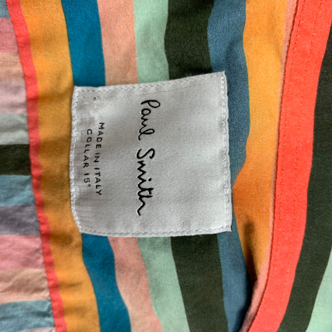 PAUL SMITH Size M Multi-Color Stripe Cotton Long Sleeve Shirt