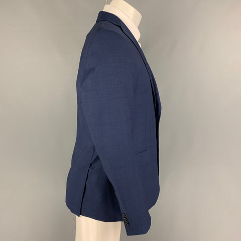 JOHN VARVATOS * U.S.A. Size 40 Short Navy Window Pane Wool Sport Coat