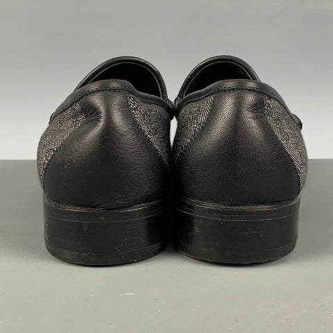 GUCCI Size 10 Black White Monogram Canvas Loafers
