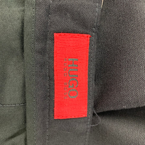 HUGO by HUGO BOSS Size 32 Black Virgin Wool Side Tabs Dress Pants