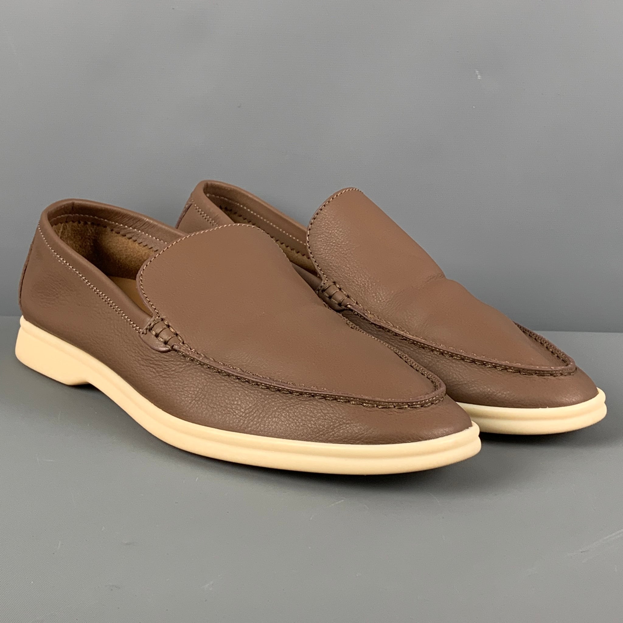 LORO PIANA Size 8 Brown Leather Slip On Summer Walk Loafers – Sui