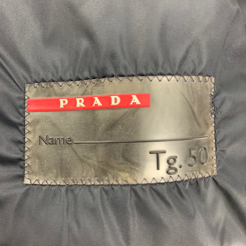 PRADA Size 40 Navy Quilted Nylon Zip Up Jacket