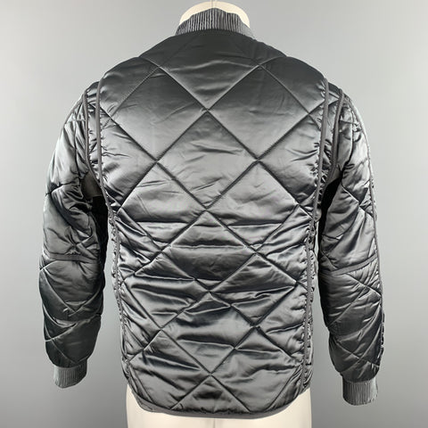 CALVIN KLEIN COLLECTION Size 38 Slate Quilted Polyamide Blend Jacket