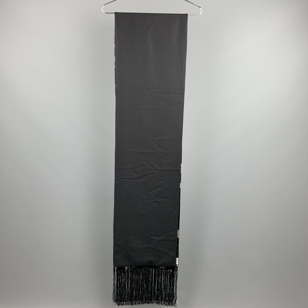 ALEXANDER MCQUEEN Mixed Fabrics Black Silk Scarf