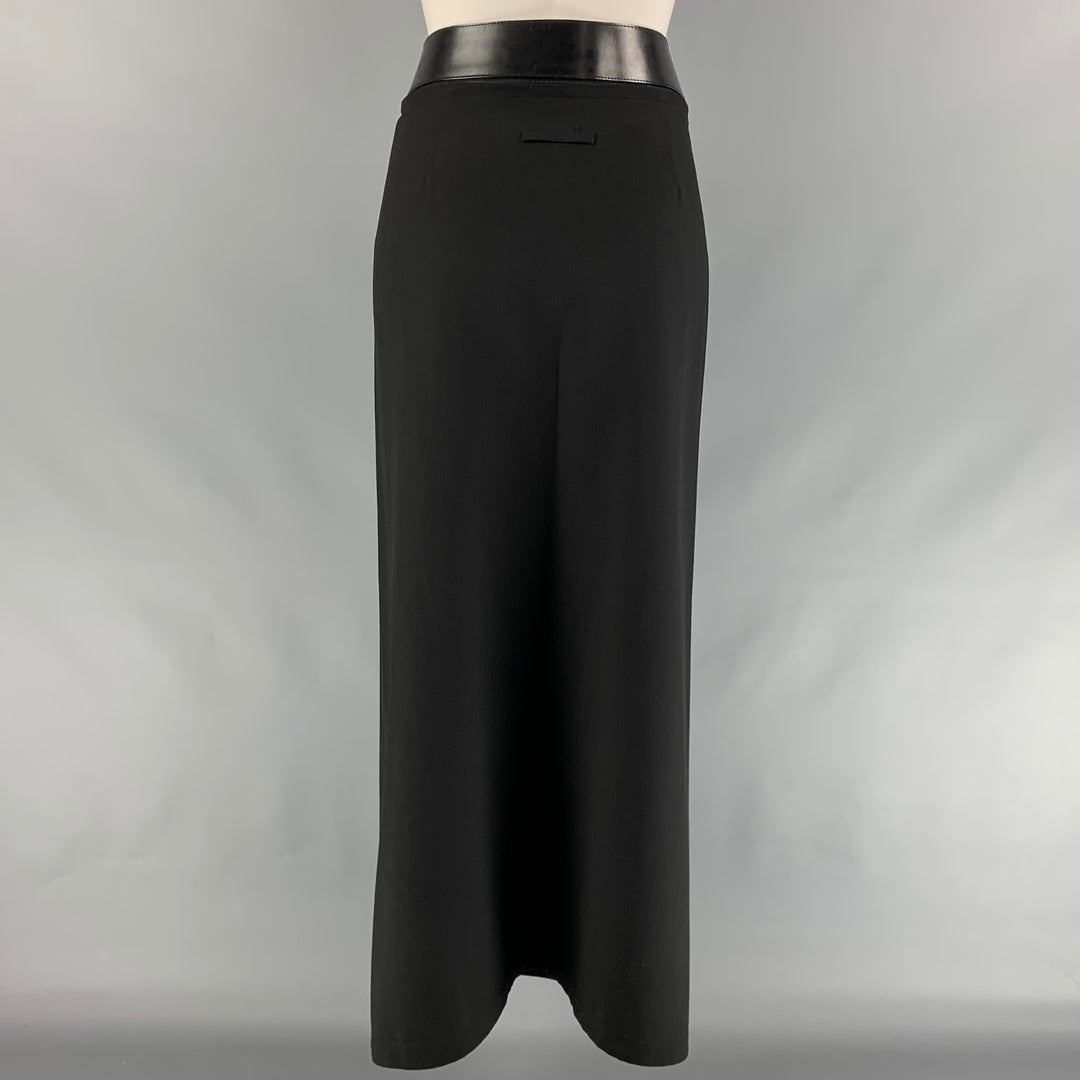 JEAN PAUL GAULTIER Size 10 Black Virgin Wool Open Front Long Skirt