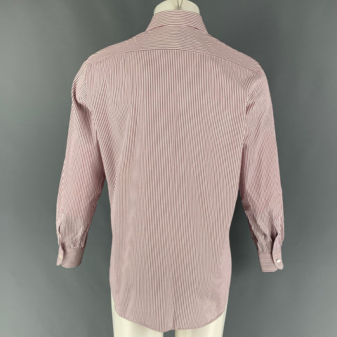 BRIONI for WILKES BASHFORD Size M Red White Stripe Long Sleeve Shirt