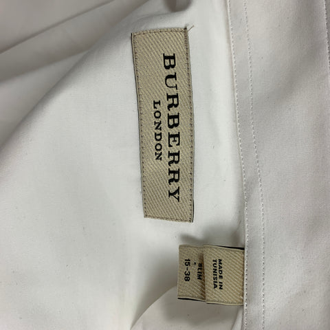 BURBERRY LONDON Size S White Cotton Tuxedo Long Sleeve Shirt