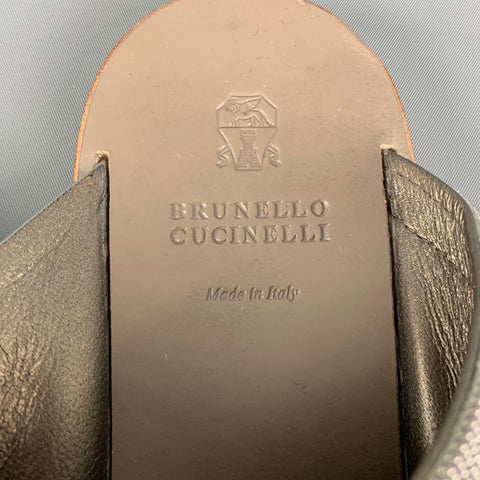 BRUNELLO CUCINELLI Talla 8 Sandalias sin cordones de ante gris salvia