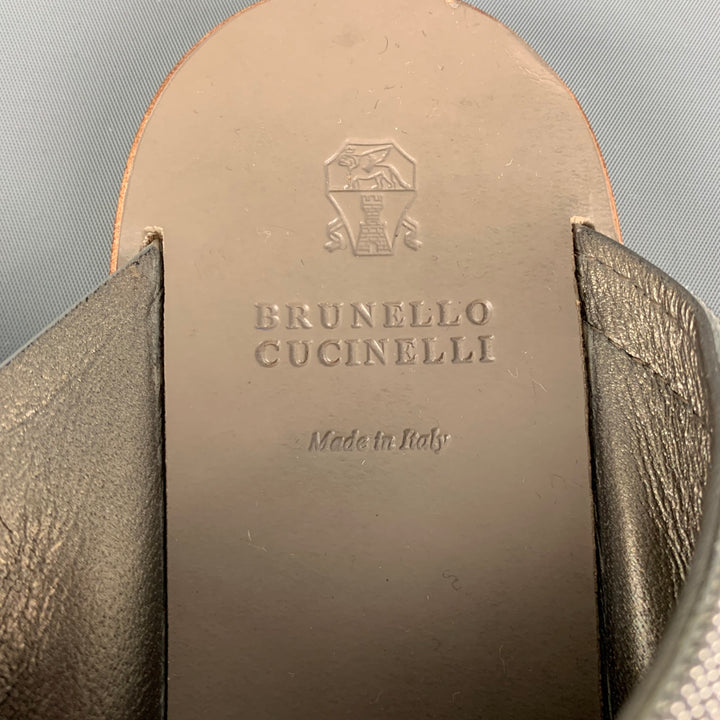 BRUNELLO CUCINELLI Size 8 Grey Sage Suede Slip On Sandals
