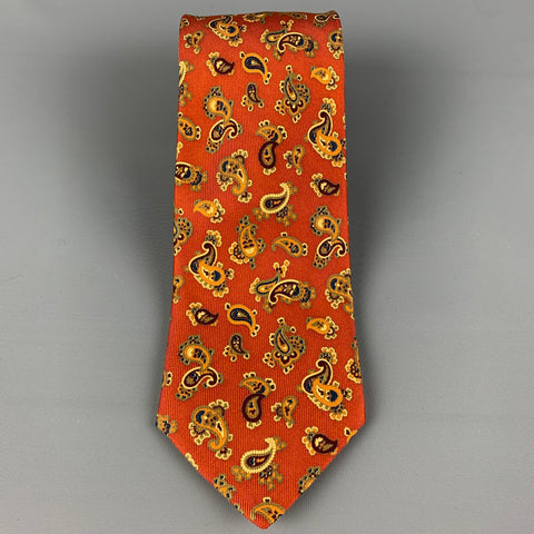 BRIONI Brick Tan Paisley Silk Tie