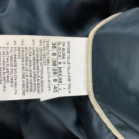 MAX MARA Talla 6 Chaqueta de mezcla de algodón bouclé azul marino y blanco Blazer recortado