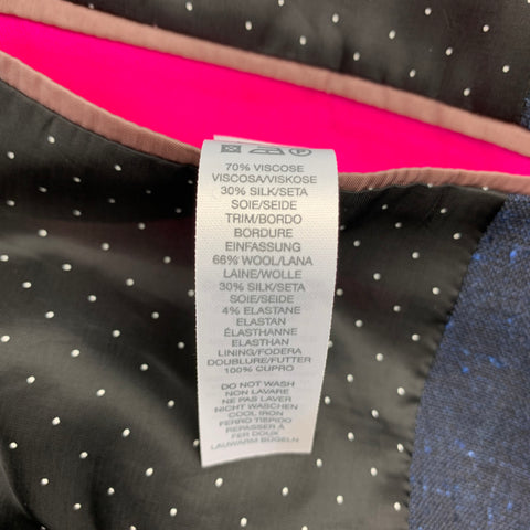 PAUL SMITH Size 42 Navy Textured Viscose / Silk Notch Lapel Sport Coat