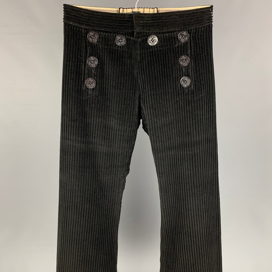 Vintage JEAN PAUL GAULTIER Size 32 Black Corduroy Sailor Casual 