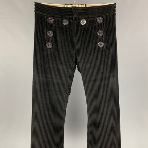 vintage JEAN PAUL GAULTIER Taille 32 Pantalon décontracté marin en velours côtelé noir
