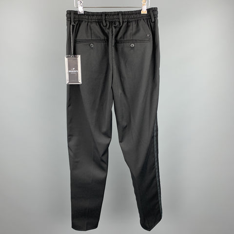 MASON'S Size 34 Black Wool Blend Elastic Waistband Casual Pants