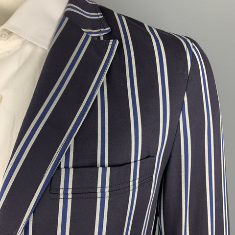 D&G by DOLCE & GABBANA Size 42 Navy Stripe Cotton Notch Lapel Sport Coat