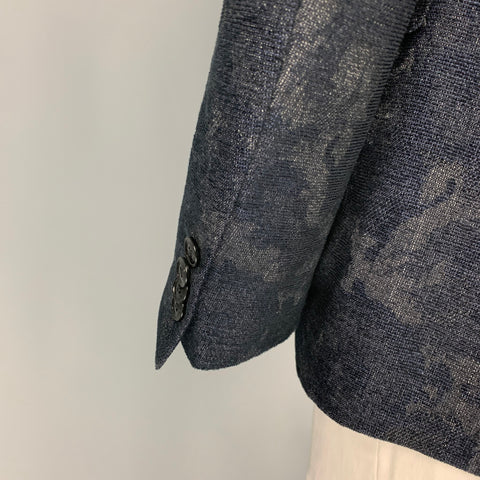 ETRO Size 42 Black Grey Abstract Wool Blend Sport Coat