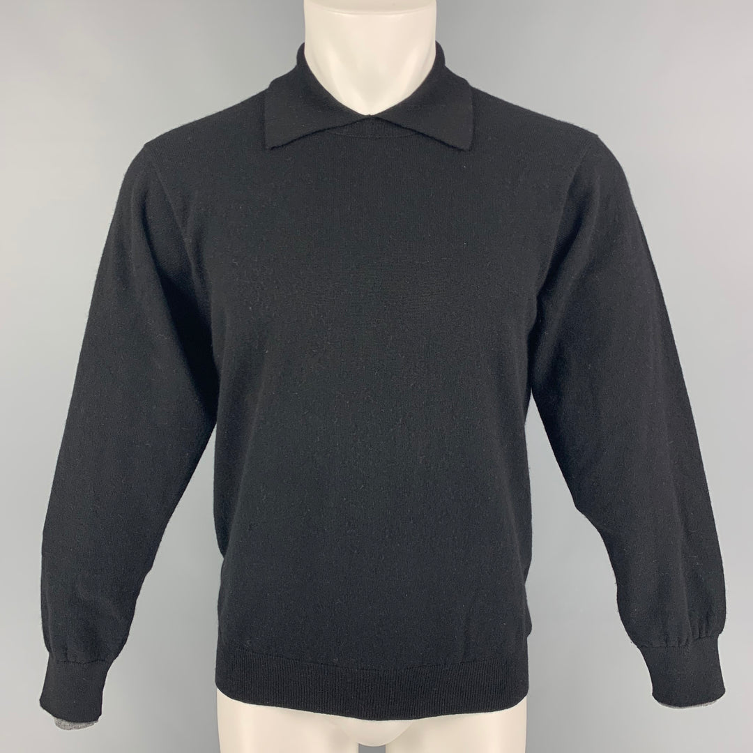 PAUL SMITH Black Merino Wool Angora Collar Sweater