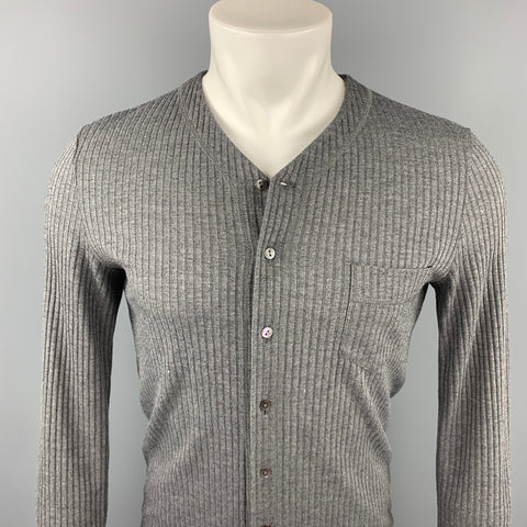 DOLCE & GABBANA Size XS Grey Ribbed Knit Buttoned Cardigan