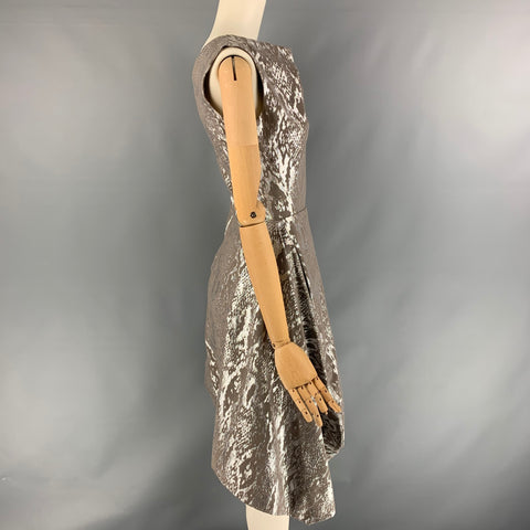 VIVIENNE WESTWOOD Vestido asimétrico de mezcla de algodón color topo y plateado metálico talla 2