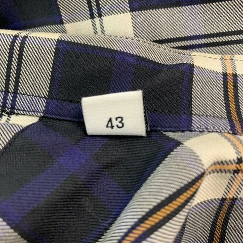GIVENCHY Size M Navy White & Red Plaid Cotton Hidden Placket Long Sleeve Shirt