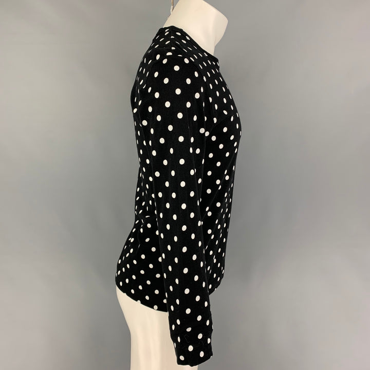 COMME des GARCONS PLAY Taille S T-shirt Col Rond en Coton à Pois Blanc Noir
