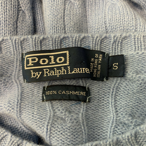 POLO by RALPH LAUREN Size S Blue Light Blue Cable Knit Cashmere Pullover