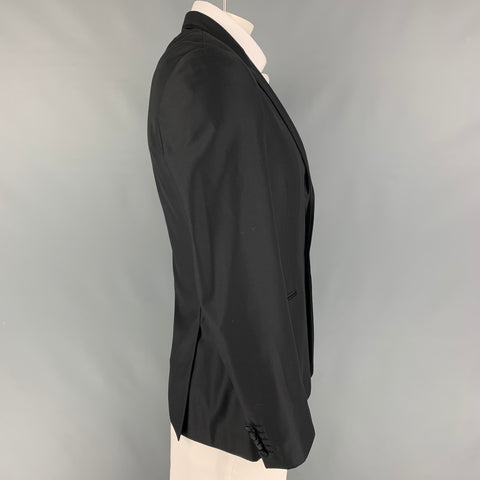 PAUL SMITH Taille 42 Manteau de sport à revers en laine noire