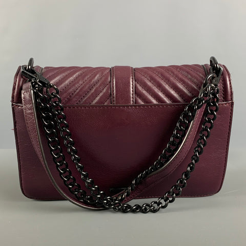REBECCA MINKOFF Burgundy Quilted Chevron Leather Handbag