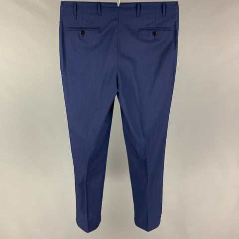 PAL ZILERI Size 36 Navy Wool Silk Flat Front Dress Pants